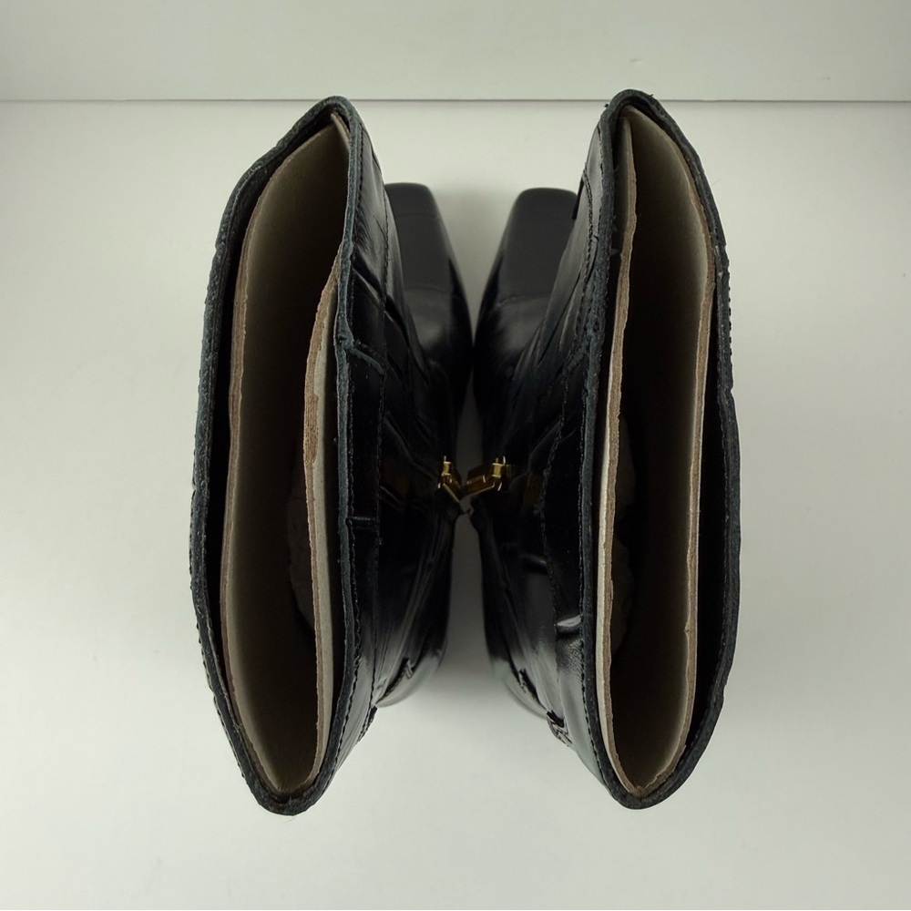Vince Camuto Prilie Croc Boots Womens 7M Black Leather Heeled NEW - Picture 8 of 16